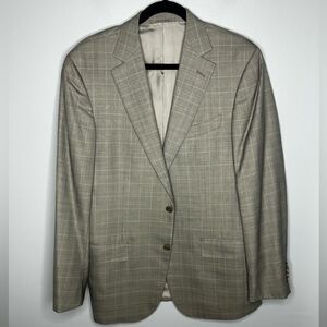 Ermenegildo Zegna Sport Coat 50R -US 40R Silk Wool Blend 15 Milmil 15 Gray Plaid
